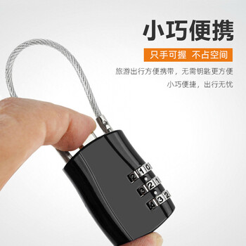 飞尔（FLYER）便携式钢丝绳密码锁 迷你钢缆挂锁 健身房柜门抽屉旅行箱包背包锁 安全防盗锁【黑色】