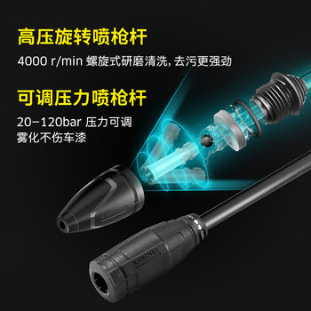 KARCHER德国卡赫 高压清洗机洗车机 220V IPX5级防水洗车水枪 卷轴收纳K3HR