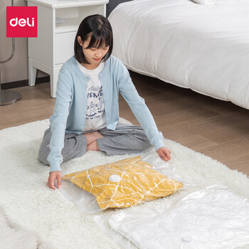 得力（deli）免抽气真空收纳压缩袋 收纳棉被衣物整理打包袋 中号三个装 80x60cm【14920】