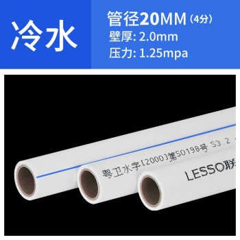 联塑 LESSO 双色PP-R给水管S4 1.6Mpa  双色（内灰外白色）2米*2根 dn32