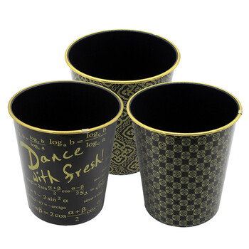 益美得 FW1231  印花垃圾桶圆形无盖 办公室卫生间纸篓  颜色随机