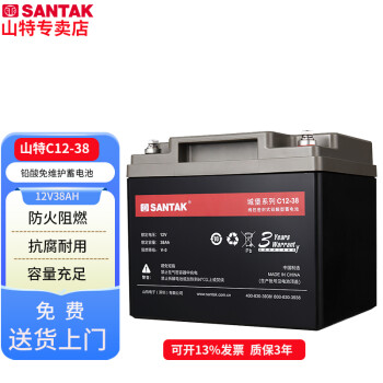 山特（SANTAK） 山特UPS电源电池铅酸蓄电池免维护12V38AH C12-38城堡系列