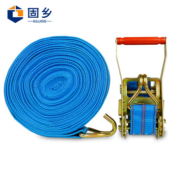 固乡 货车紧绳器捆绑带收紧器紧固带拉紧器汽车拖车绳捆绑带 双钩高密度【蓝色5cm宽20m长拉力3吨】