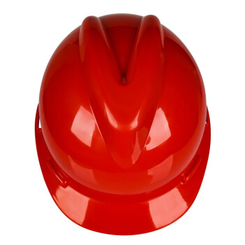 荣裕2003国标V字型PE安全帽 骑行头盔工地工程建筑电力施工防砸抗冲击头盔 红色 定制