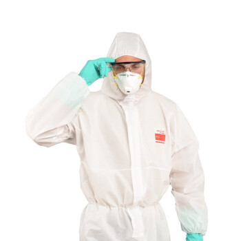 坤泽尔K1500一次性无纺布防护服连体带帽防尘透气实验室工作服白色K15001件L