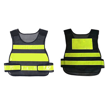 谋福 CNMF 8411 黑色网格反光背心 施工安全服出行安全警示绿化衣服 反光衣反光马甲（网款 印字订制版）