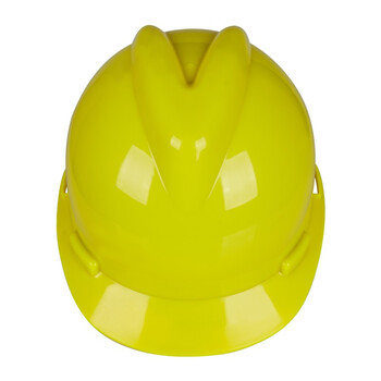 荣裕2003国标V字型PE安全帽 骑行头盔工地工程建筑电力施工防砸抗冲击头盔 黄色 定制