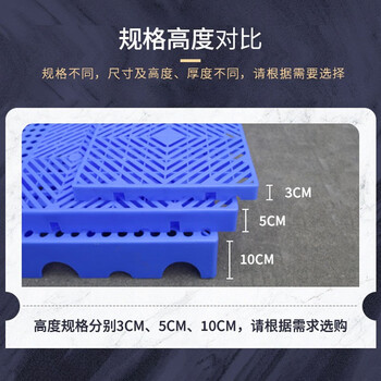 京顿JINGDUN 塑料垫板仓库防潮板塑胶托盘货垫仓库地垫养殖板 蓝色L500*W500*H30mm