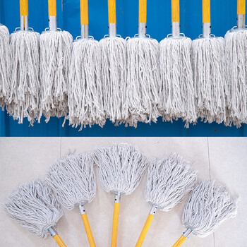 感力 棉线拖把老式拖布吸水墩布大号环卫物业工厂普通圆头木杆纯棉  现货供应 2把起批 