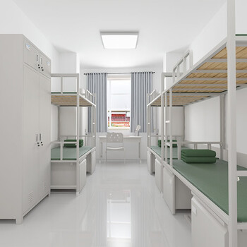 京顿双人床双层床宿舍双人上下铺铁架床含床下柜含蚊帐架 双人床200*90*180cm