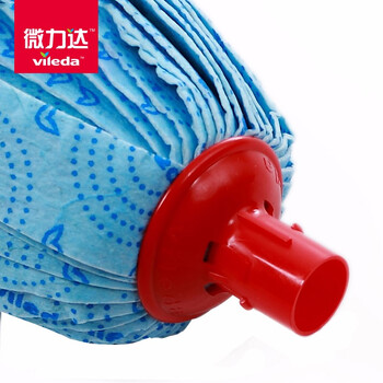 微力达（Vileda）德国无纺布蓝拖把替换头 传统拖把头 2个装