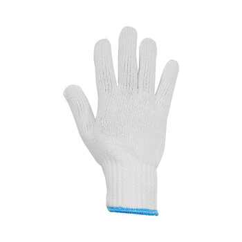 君御 700克七针毛纺线 劳保日常工地通用手套（蓝边）  毛纺线-白色*12副/打