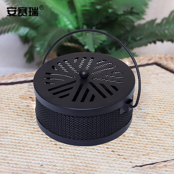 安赛瑞 蚊香盒 香薰炉 盘香盒防火蚊香盒便携蚊香架带盖 圆形雪花款 黑色 710995