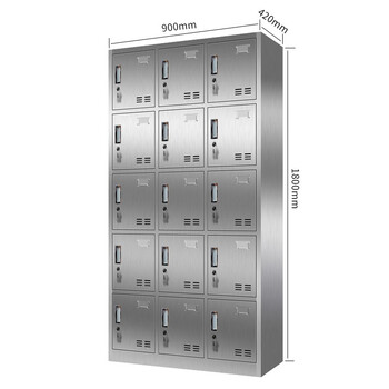 京顿JINGDUN 201不锈钢更衣柜钢员工储物柜宿舍健身更衣浴室寄存鞋包柜 十五门更衣