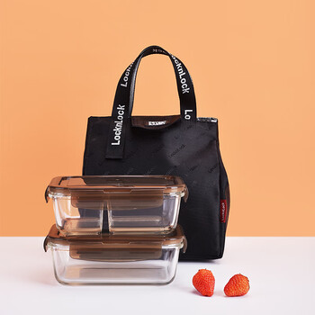 乐扣乐扣（LOCK&LOCK）玻璃饭盒带保温袋700分隔+840ml