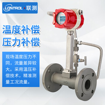 联测 LUGB-SIN高精度工业涡街流量计蒸汽压缩空气氮气流量表 脉冲输出【卡箍安装无显示】 DN50 