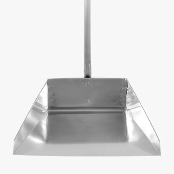 领象 加厚不锈钢垃圾铲铁皮簸箕单个箕畚箕铲子撮子铁畚斗垃圾斗特厚垃圾铲子 方管中号