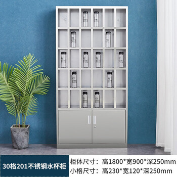 访客 FK 加厚存储柜水杯柜不锈钢工厂车间员工茶水柜碗柜储物柜置物架30格201款
