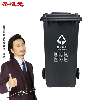 圣极光塑料垃圾桶120L分类款工业垃圾桶户外方形垃圾箱可定制G1409灰色其他