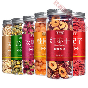 红枣片红枣干片大枣泡水喝罐装桂圆枸杞茶玫瑰花茶红枣90克胎菊40克
