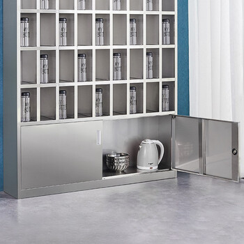 访客 FK 加厚存储柜水杯柜不锈钢工厂车间员工茶水柜碗柜储物柜置物架42格304款