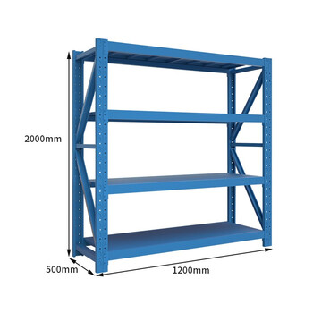 京度货架单层称重500kg四层可定制2000*1200*500蓝色仓储货架仓库置物架JD-HJ-500B09储物架