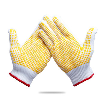 者也（ZYE）防滑耐磨棉纱点塑手套搬货工地车间透气劳保手套 高密度尼龙防滑手套【12双】 