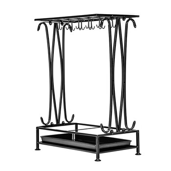 龙代（longdai）雨伞架 酒店大堂商用门口雨具收纳架子 中号黑色（18孔+20钩）