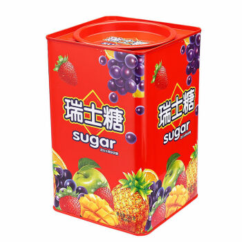 网红零食瑞士糖软糖混合水果味铁盒装桶装糖果年货送礼铁罐装540克3罐
