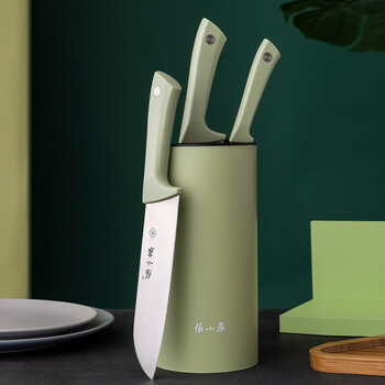 张小泉 摩捷•淡雅绿四件套家用厨房切菜刀切肉刀小厨刀水果刀切片刀有刀座D31550100