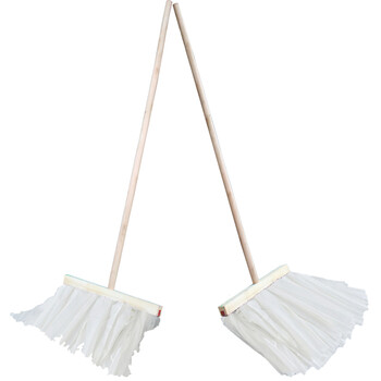 亿丽佳木杆墩布排拖老式尘推平头地板水尘拖宽头水泥地面地拖棉线吸水棉布拖（50cm无纺布）10把一组