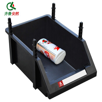 齐鲁安然 防静电零件盒【黑色F3斜口盒 带立柱 350*210*150MM】组合式分类盒 物料盒元件盒整理收纳盒