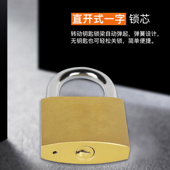 巨成 仿铜一字挂锁防盗锁防水大门锁仓库门锁锁头小锁子柜子抽屉箱子锁 安和系列底部50mm通开 一把价