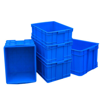 伏兴 塑料周转箱 加厚塑料箱定制收纳箱可堆物流箱搬运箱整理箱 蓝色 335箱外370*245*112mm