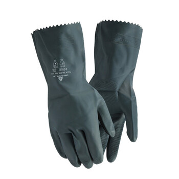 代尔塔（Deltaplus）201530 VE530 氯丁防化橡胶乳胶手套 耐腐蚀酸碱油脂耐热 黑色 定做 9.5码 12副