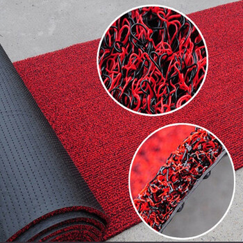 雅的 出入平安门口防滑垫加厚拉丝圈红地垫pvc塑胶 120*180厘米