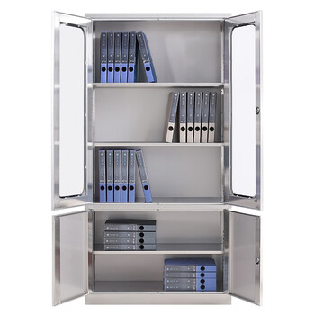 京顿JINGDUN 201不锈钢文件柜办公资料柜档案柜不锈钢财务凭证票据带锁玻璃储物柜 201大器械