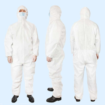者也 一次性无纺布PP隔离衣防飞沫全身连体带帽防护服农药喷洒畜牧养殖工作服 隔离服+防护镜+面屏+鞋套 XL码