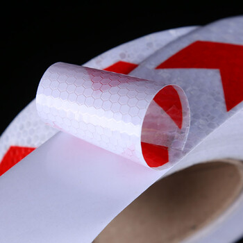 美奥帮 箭头高反光贴纸 汽车卡货车道路地贴警示反光膜 施工反光胶带警戒线条 晶格荧光绿箭头5cm25米/卷