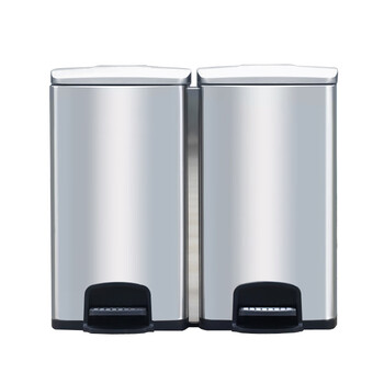 益美得 LD-1003 不锈钢脚踏垃圾桶酒店办公室单位干湿脚踩分类垃圾桶静音带盖 无标识60L