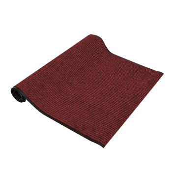 安赛瑞 双条纹PVC复合地垫 条绒地毯走道垫 吸水防滑通道地毯垫 走廊防滑地垫 厚6mm 1.2×10m 暗红色 10705