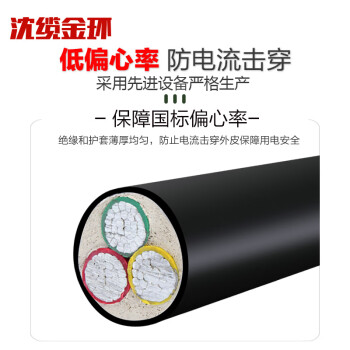 沈缆金环 ZR-VLV-0.6/1KV-3*50mm² 国标阻燃铝芯电力电缆 1米