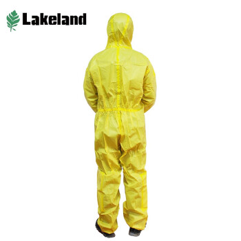 雷克兰(Lakeland)CT1S428防化服耐酸碱粉尘农药喷洒化学品带帽连体服防护服 黄色 L