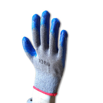 谋福CNMF 【特防认证】棉纱劳保涂胶挂胶浸塑浸胶手套 防滑耐磨耐用工人工作手套 1付装 8035