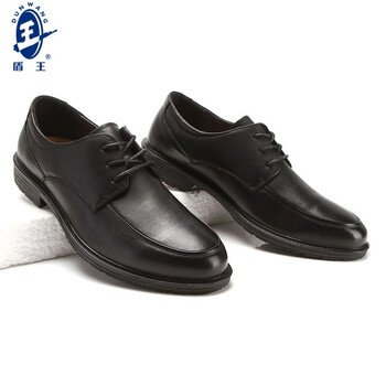 王盾/盾王 7681-2黑色牛皮工作鞋海波丽鞋垫橡胶鞋底工作鞋耐磨防滑男鞋定做 43码 黑色 1双