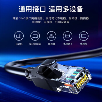 毕亚兹 六类网线 0.3米超短 CAT6类千兆极速8芯双绞 工程家用电脑宽带监控电脑网络跳线成品网线 黑色
