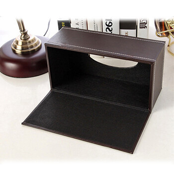 益美得 FW2255 酒店皮质纸巾盒欧式创意餐厅纸抽盒 办公室简约餐巾纸盒   黑色