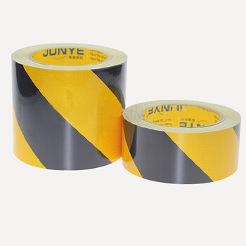 晶全照明 黑黄反光警示胶带5cm*28m  应急救援安全区警戒线反光条