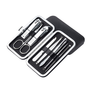 劳保佳 指甲刀套装 挖耳勺居家指甲剪修甲指甲钳套装 指甲锉修眉剪去死皮叉大号斜口甲沟炎专用 灰色 8件套