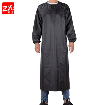 者也（ZYE）涂层防水耐磨罩衣耐油耐弱酸碱厨房水产养殖劳保大褂围裙 黑色 中号可定制